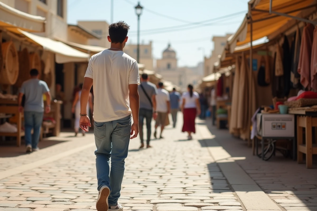 Jeune homme tunisien dans un marché de Djerba